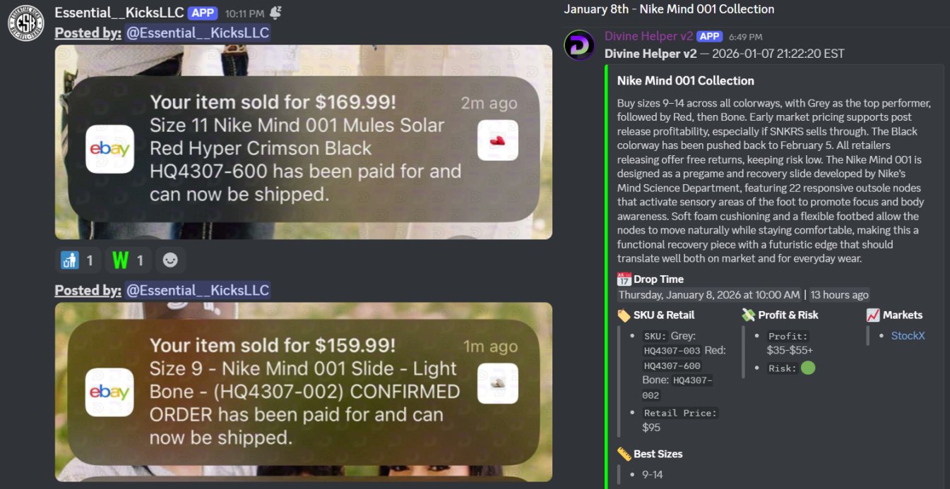 Discord screenshot showing Divine member positive experience